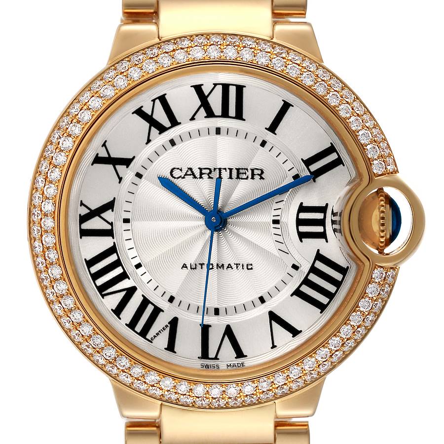 Cartier Ballon Bleu 36mm Automatic Yellow Gold Diamond Watch WE9004Z3 Box Papers SwissWatchExpo