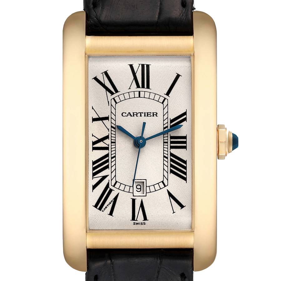 Cartier Tank Americaine Yellow Gold Automatic Mens Watch W2603156 Box Papers SwissWatchExpo