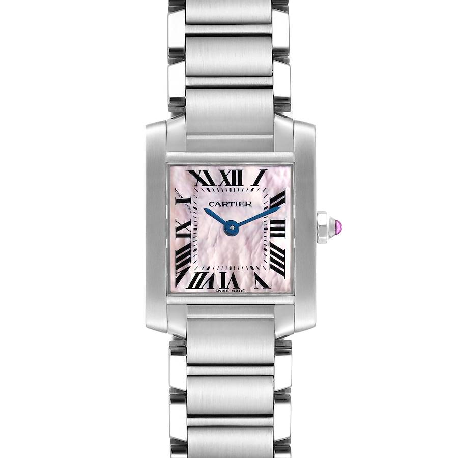 Cartier Tank Francaise Mother Of Pearl Dial Steel Ladies Watch W51028Q3 Papers SwissWatchExpo