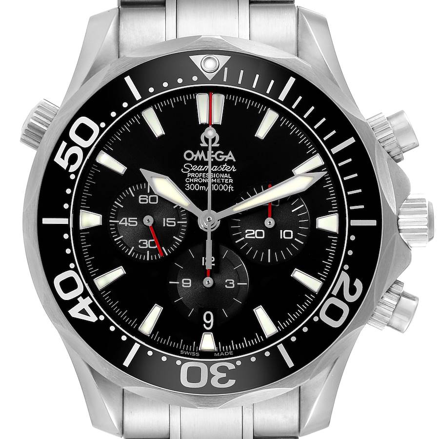 Omega Seamaster Chronograph Black Dial Steel Mens Watch 2594.52.00 Box Card SwissWatchExpo