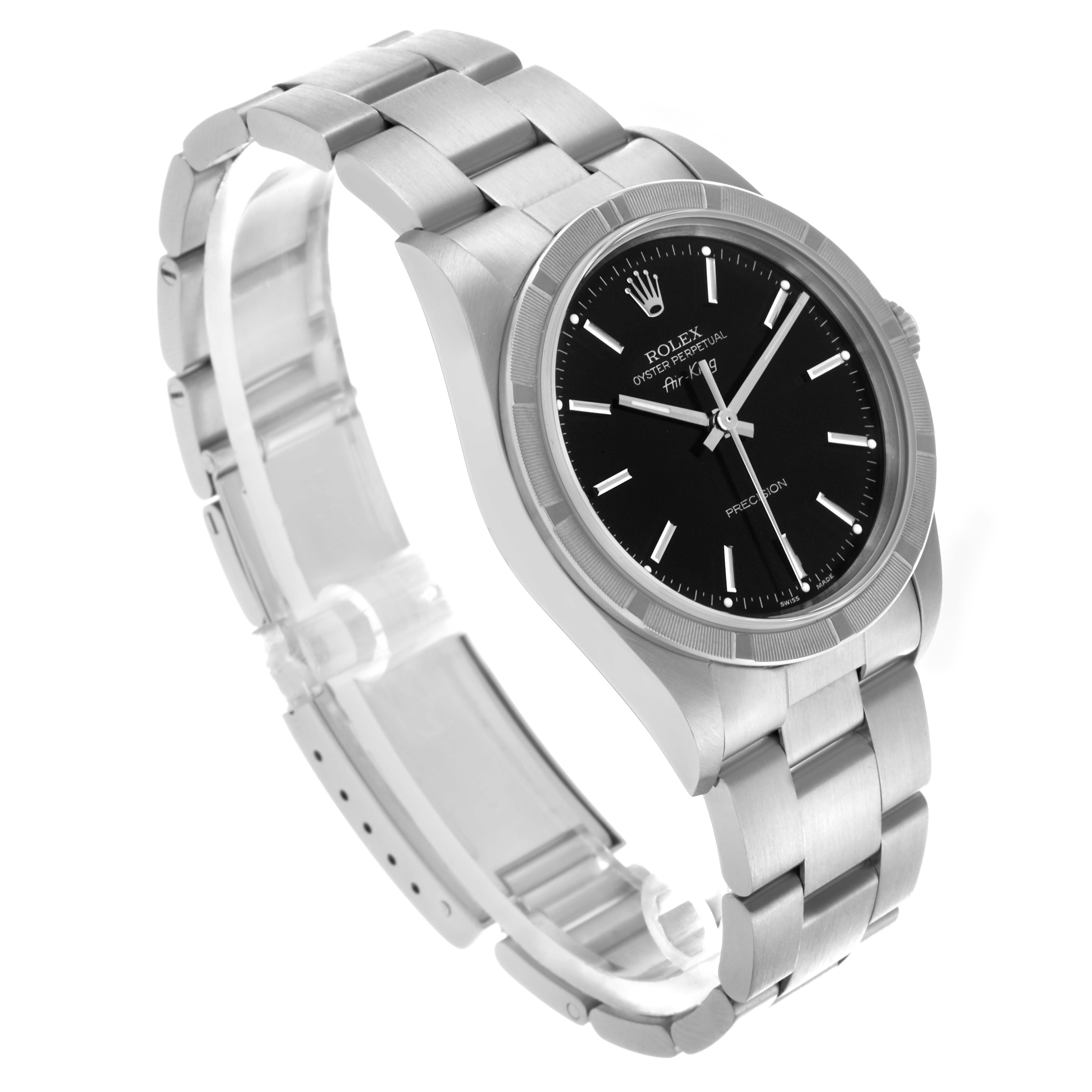 The Rolex Datejust watch is shown at a three-quarter angle, highlighting the dial, bezel, and bracelet.