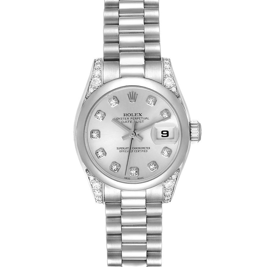 Rolex Datejust President Platinum Silver Diamond Ladies Watch 179296 Box Papers SwissWatchExpo