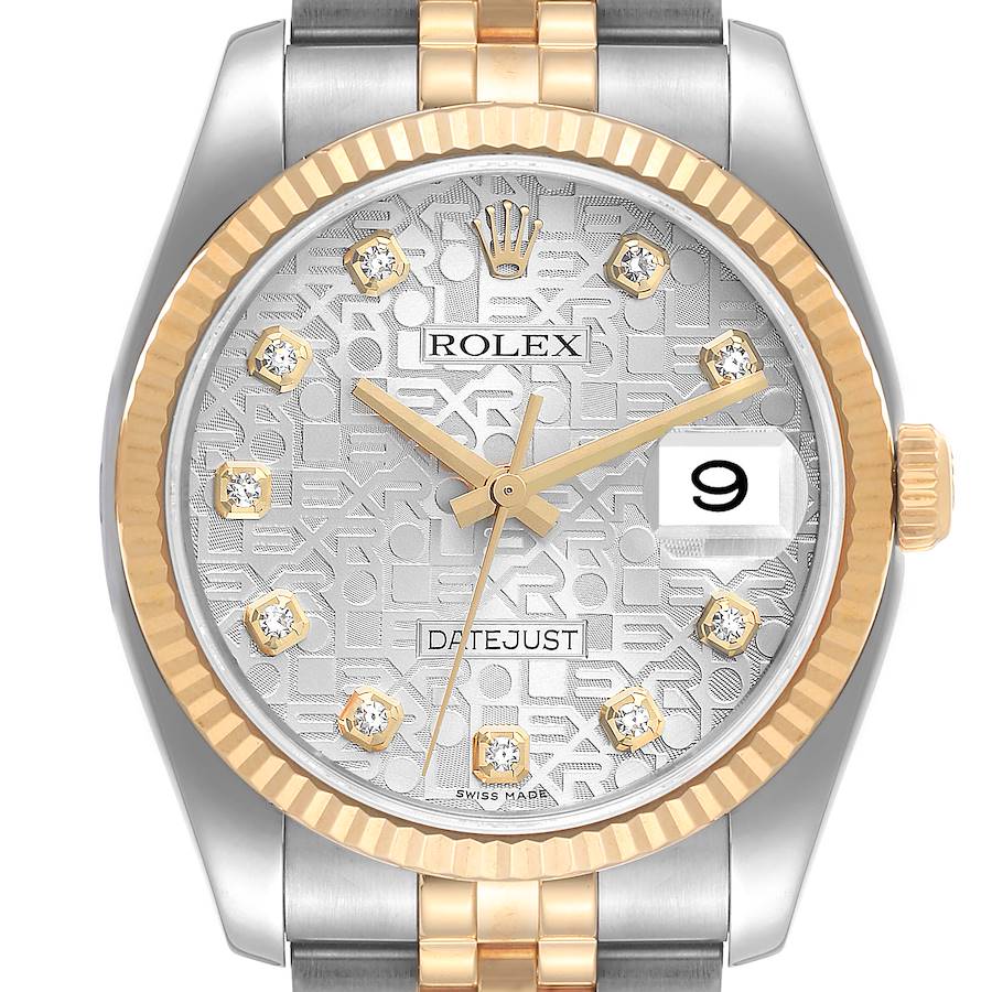 Rolex Datejust Steel Yellow Gold Diamond Dial Mens Watch 116233 Box Papers SwissWatchExpo