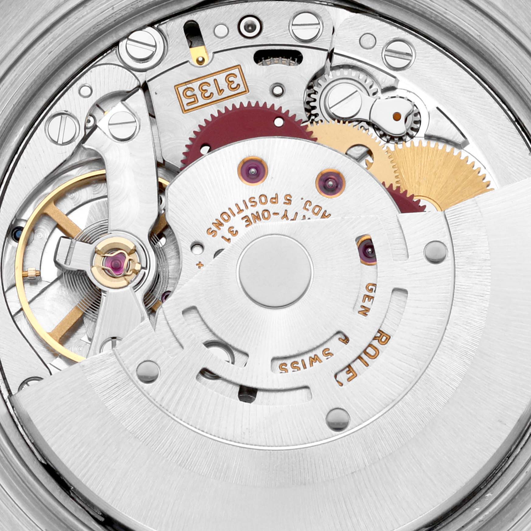 This image shows the movement and intricate internal components of the Rolex Turn-o-Graph 116264 Men's Stainless Steel Black Dial 116264 Men's Stainless Steel Black Dial watch from an angled view.