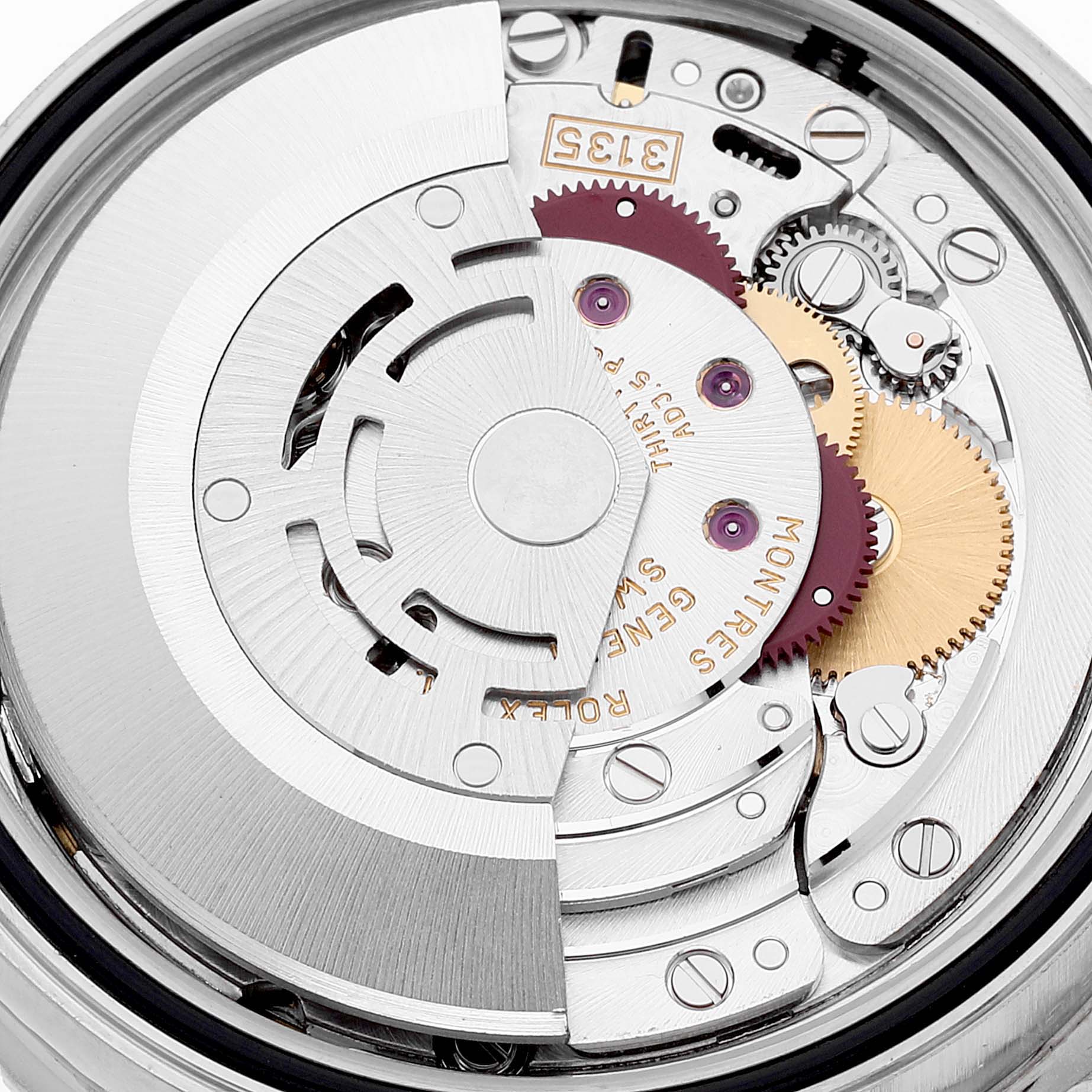 This image shows the internal movement and components of the Rolex Turn-o-Graph 16264 Men
s Stainless Steel Blue Dial 16264 Men
s Stainless Steel Blue Dial watch from a top-down angle.