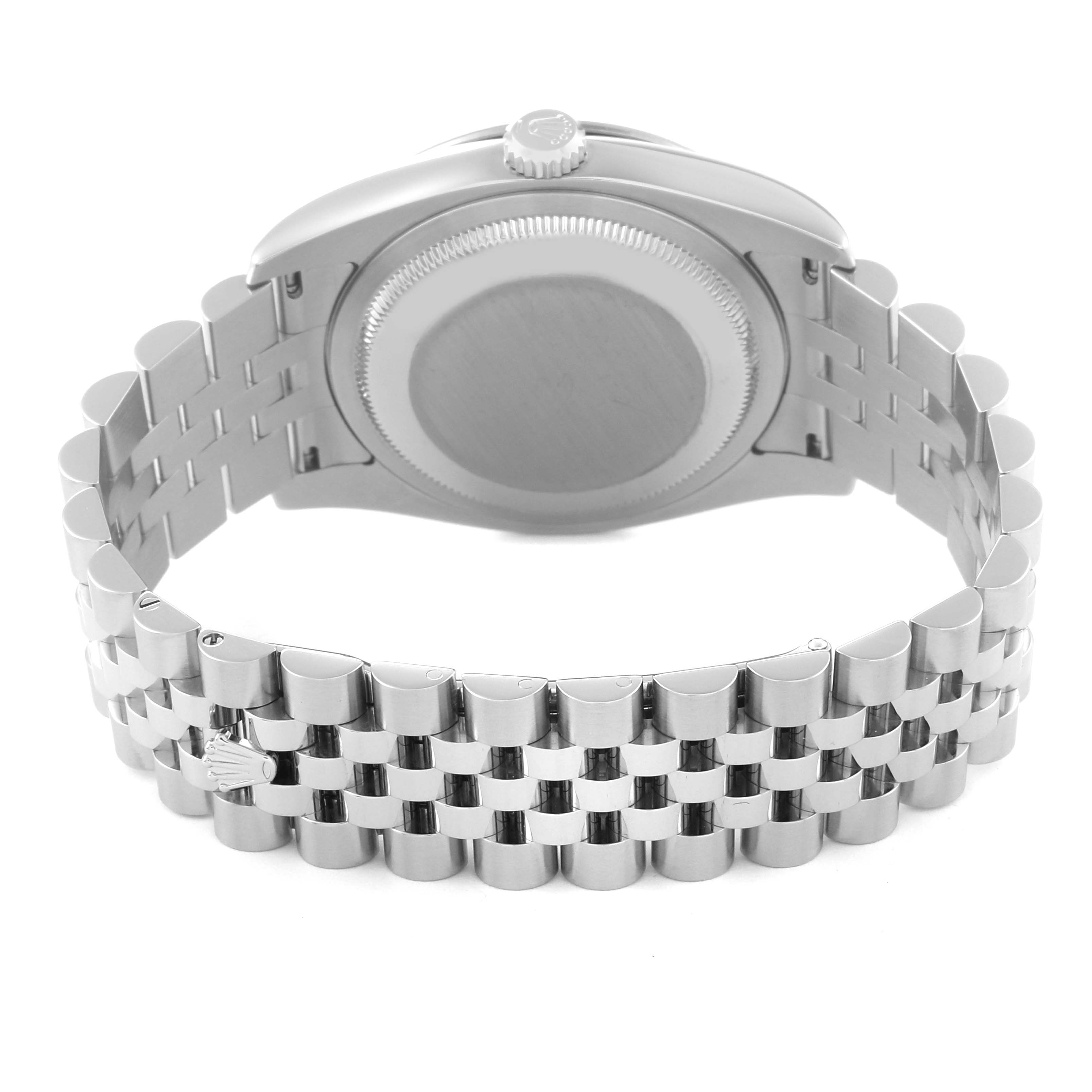 The image shows the backside and bracelet of a Rolex Turn-o-Graph 116264 Men
s Stainless Steel Blue Dial 116264 Men
s Stainless Steel Blue Dial watch.