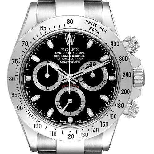 Photo of Rolex Daytona Chronograph Black Dial Steel Mens Watch 116520 Box Card