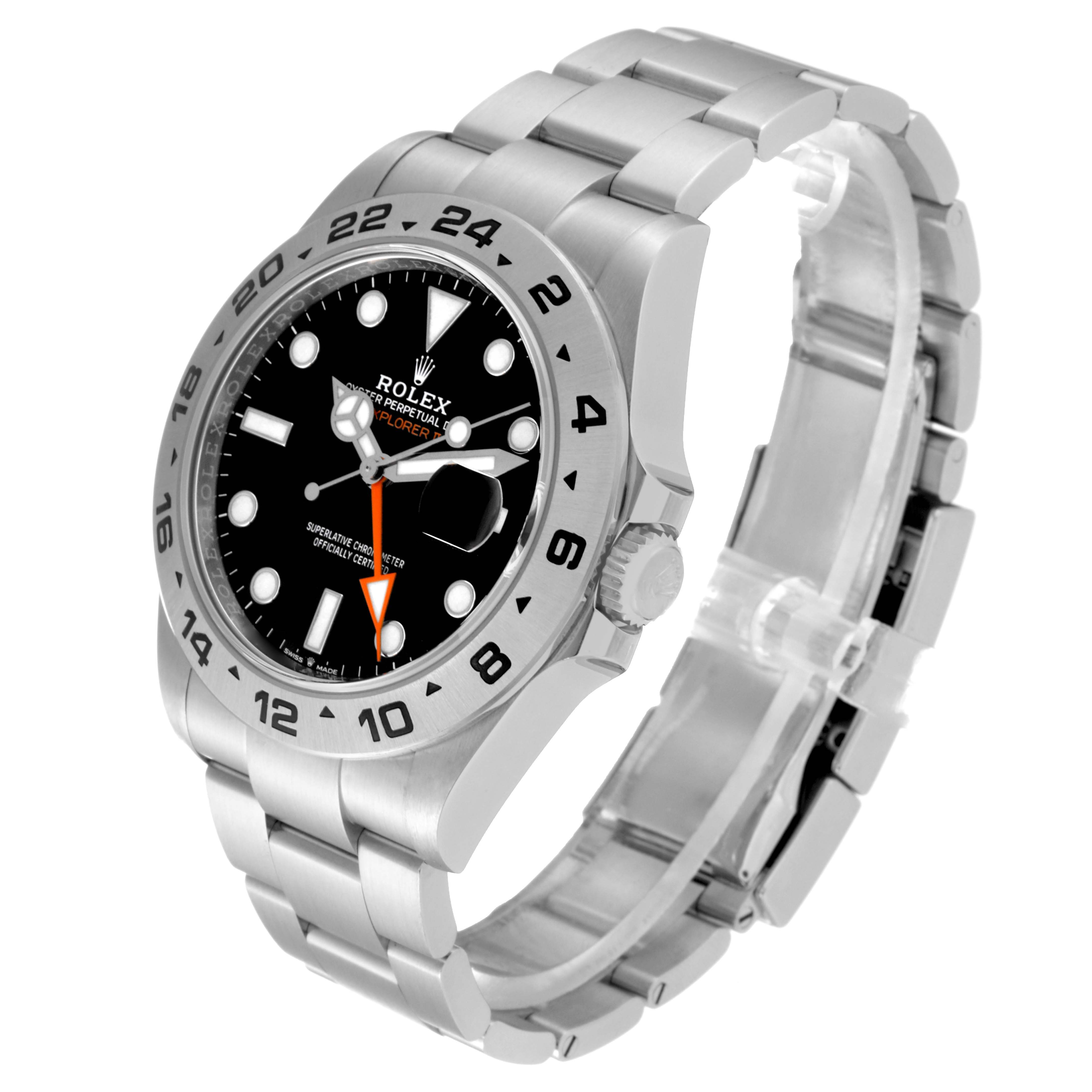The image shows a Rolex Explorer 226570 Men's Stainless Steel Black Dial 226570 Men's Stainless Steel Black Dial watch at a front-side angle, highlighting its dial, bezel, crown, and part of the bracelet.