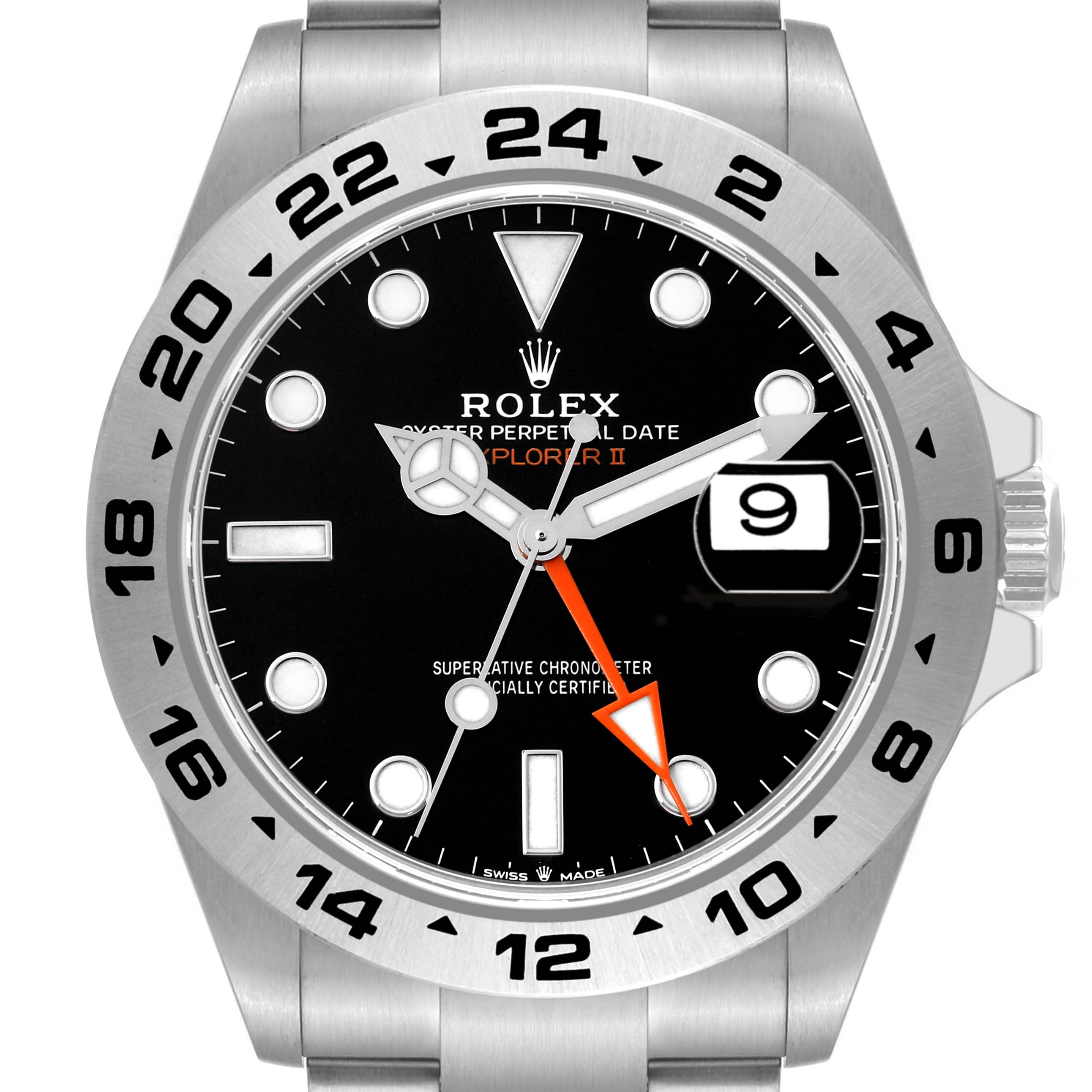 The image displays a frontal view of the Rolex Explorer 226570 Men's Stainless Steel Black Dial 226570 Men's Stainless Steel Black Dial watch, showcasing its dial, bezel, and part of the bracelet.