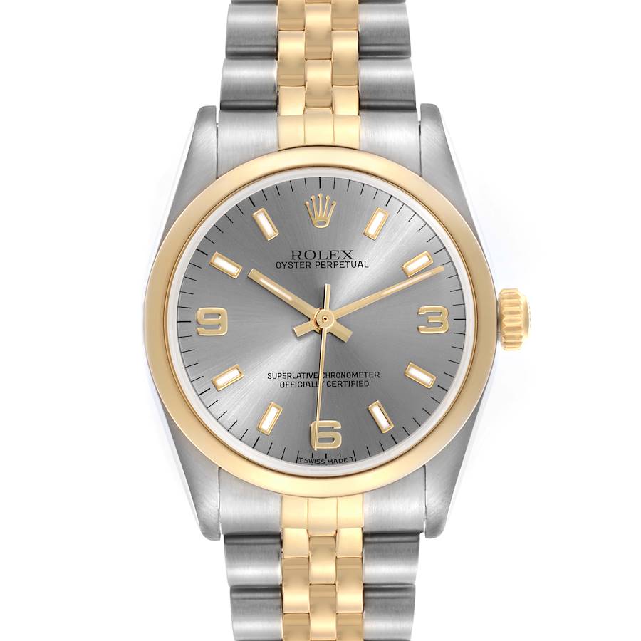 The Rolex Datejust watch is shown from a top-down angle, highlighting its face, bezel, and bracelet.