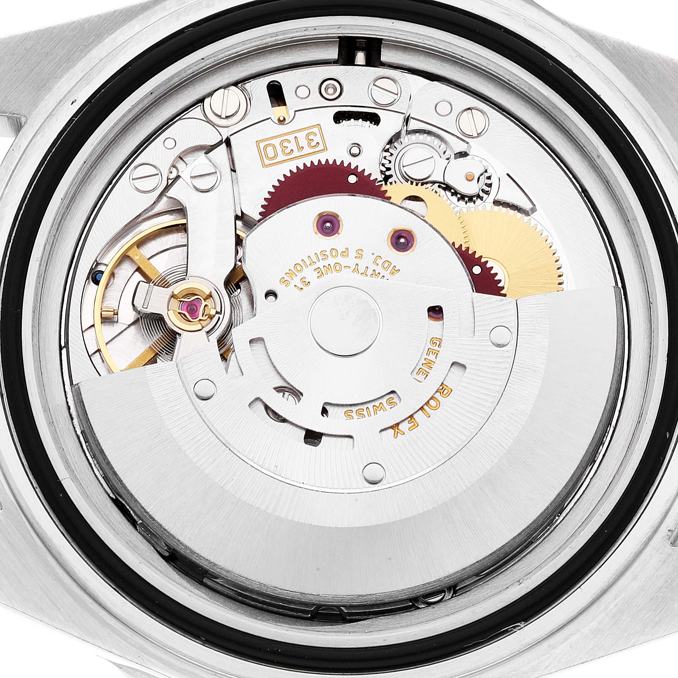 This image shows the internal movement of a Rolex Submariner 14060M Men's Stainless Steel Black Dial 14060M Men's Stainless Steel Black Dial watch, viewed from the back with the case removed.