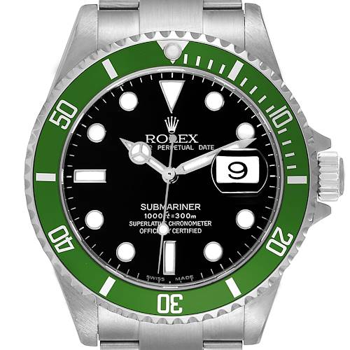 Photo of Rolex Submariner Kermit Green 50th Anniversary Flat 4 Steel Mens Watch 16610LV