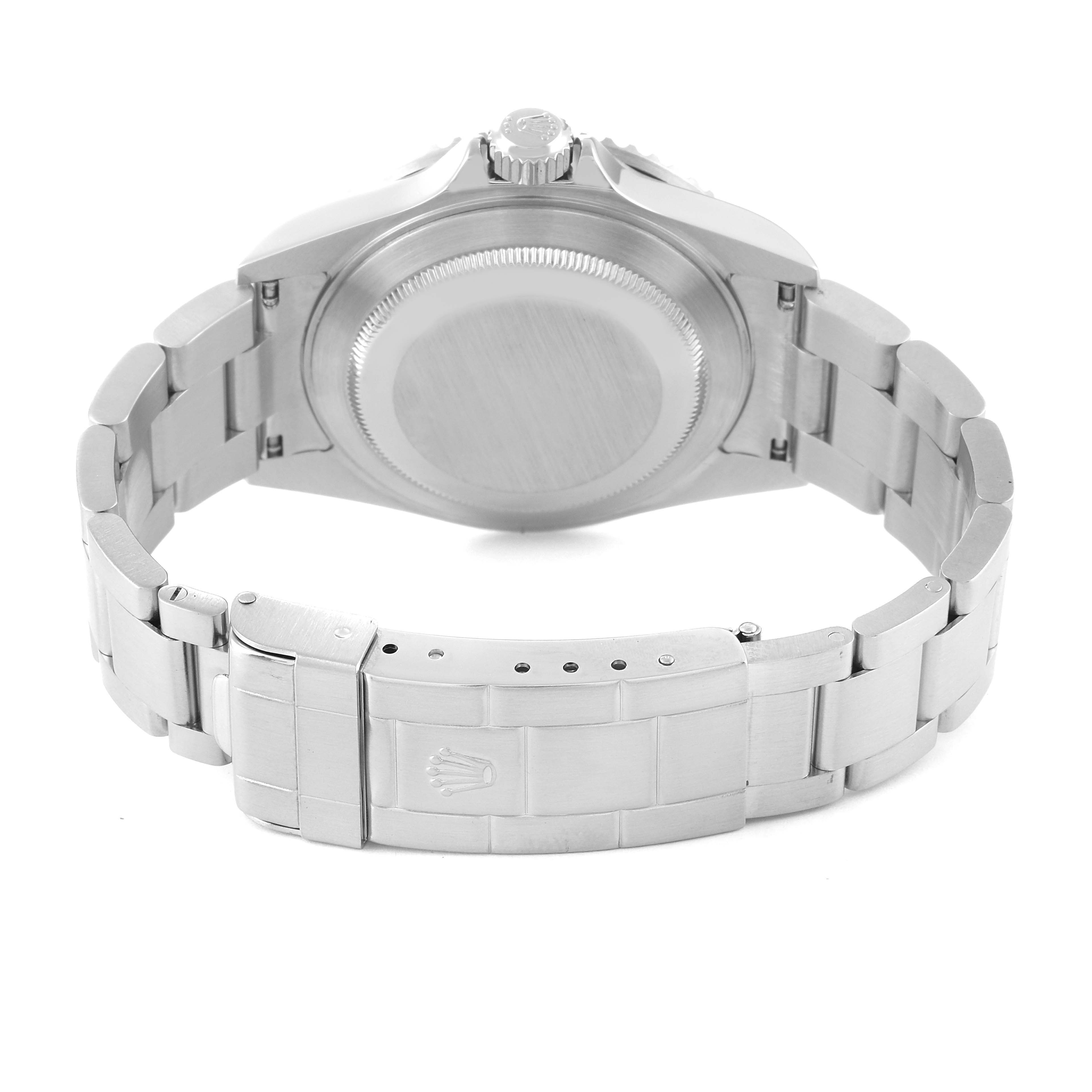 This image shows the back view of the Rolex Submariner 16610LV Men's Stainless Steel Black Dial 16610LV Men's Stainless Steel Black Dial watch, highlighting the case, bracelet, and clasp.