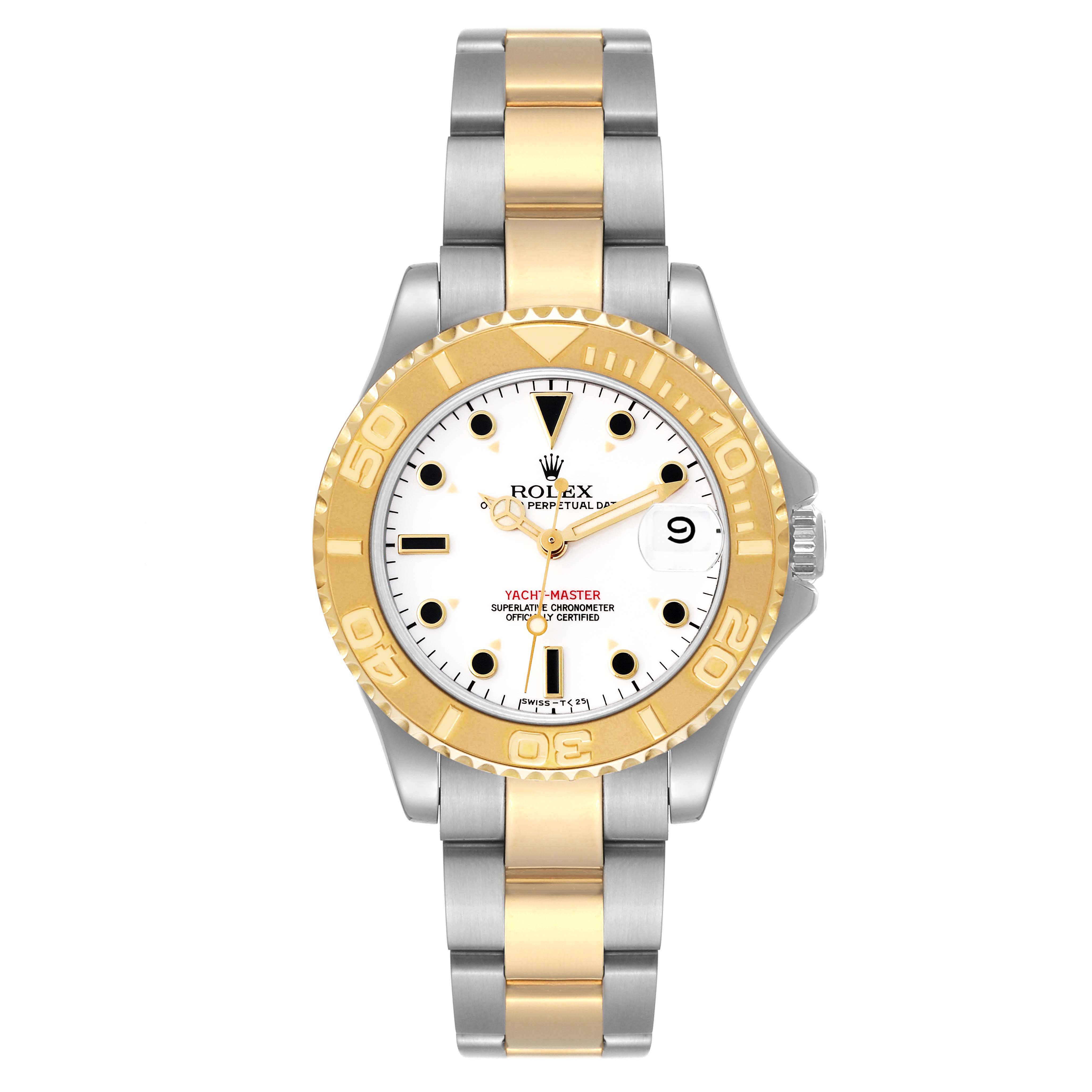 Rolex Yachtmaster 35 Midsize Steel Yellow Gold White Dial Mens Watch ...