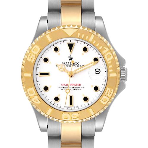 Photo of Rolex Yachtmaster 35 Midsize Steel Yellow Gold White Dial Mens Watch 68623