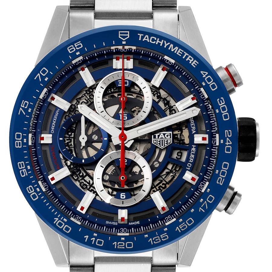 Tag Heuer Carrera Blue Skeleton Dial Chronograph Mens Watch CAR201T SwissWatchExpo