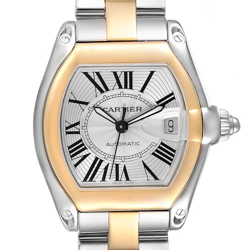 Photo of Cartier Roadster Steel Yellow Gold Silver Dial Mens Watch W62031Y4