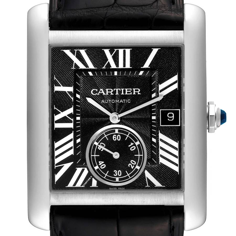 Cartier Tank MC Black Dial Automatic Steel Mens Watch W5330004 Card SwissWatchExpo