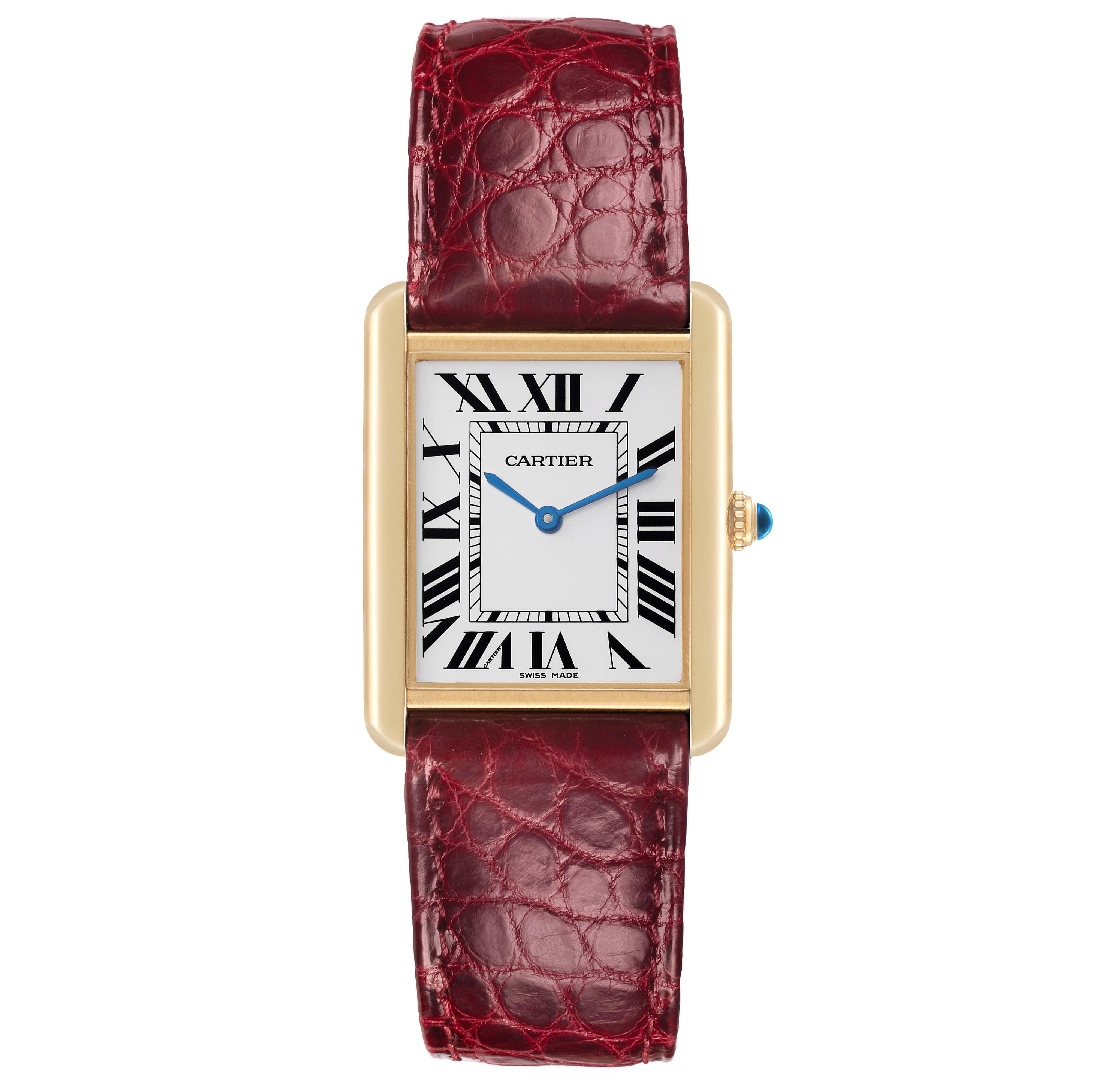 The image shows a top-down view of the Cartier Tank Solo W1018855 Men's Steel and Gold (two tone) Silver Dial W1018855 Men's Steel and Gold (two tone) Silver Dial, featuring the watch face, band, and crown.