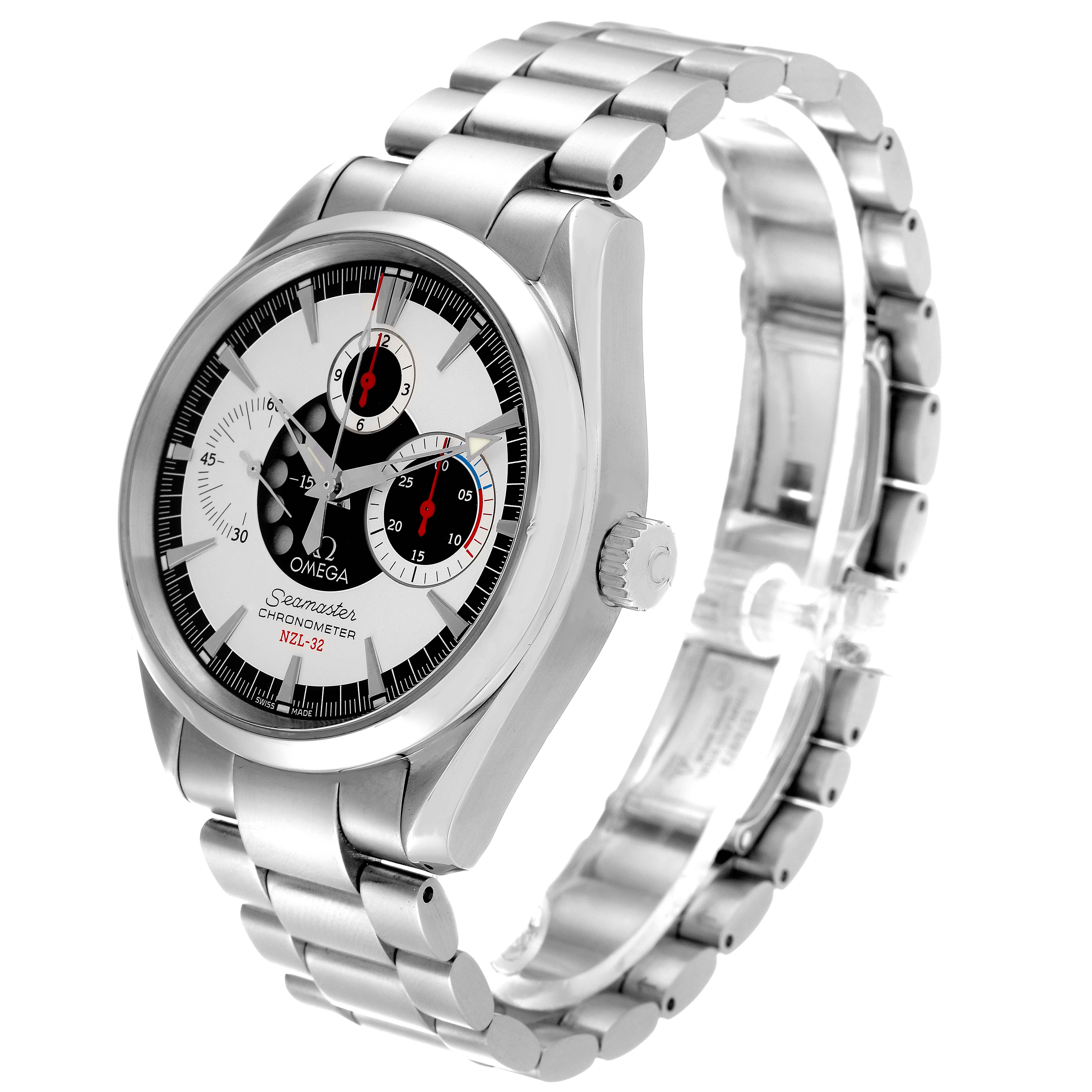 The Omega Aqua Terra 2513.30.00 Men
s Stainless Steel Silver Dial 2513.30.00 Men
s Stainless Steel Silver Dial watch is shown at a three-quarter angle, showcasing its face, bezel, crown, and bracelet.