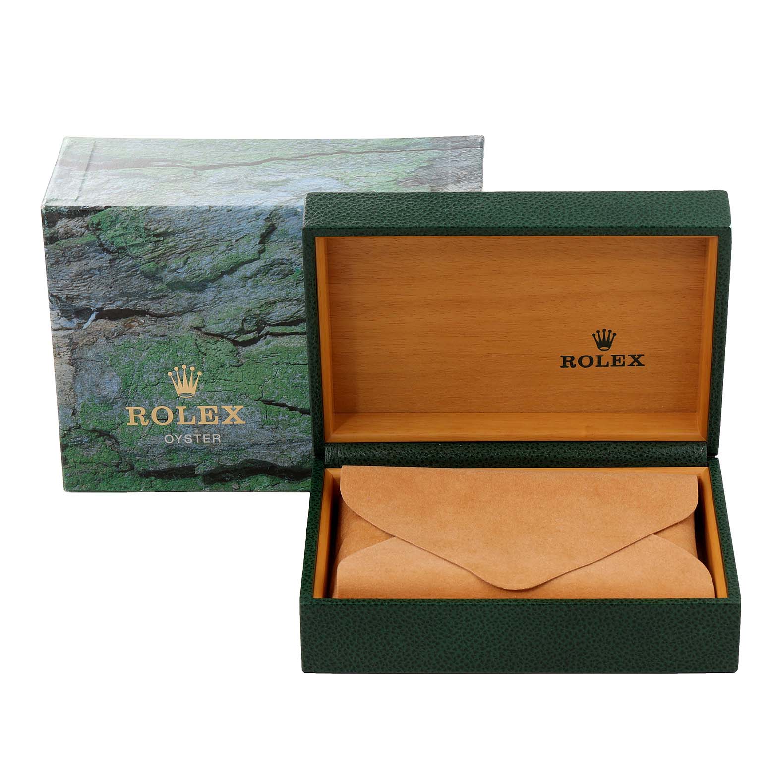 The image shows a Rolex Air-King 14010 Men's Stainless Steel Blue Dial 14010 Men's Stainless Steel Blue Dial model watch box and an envelope inside.