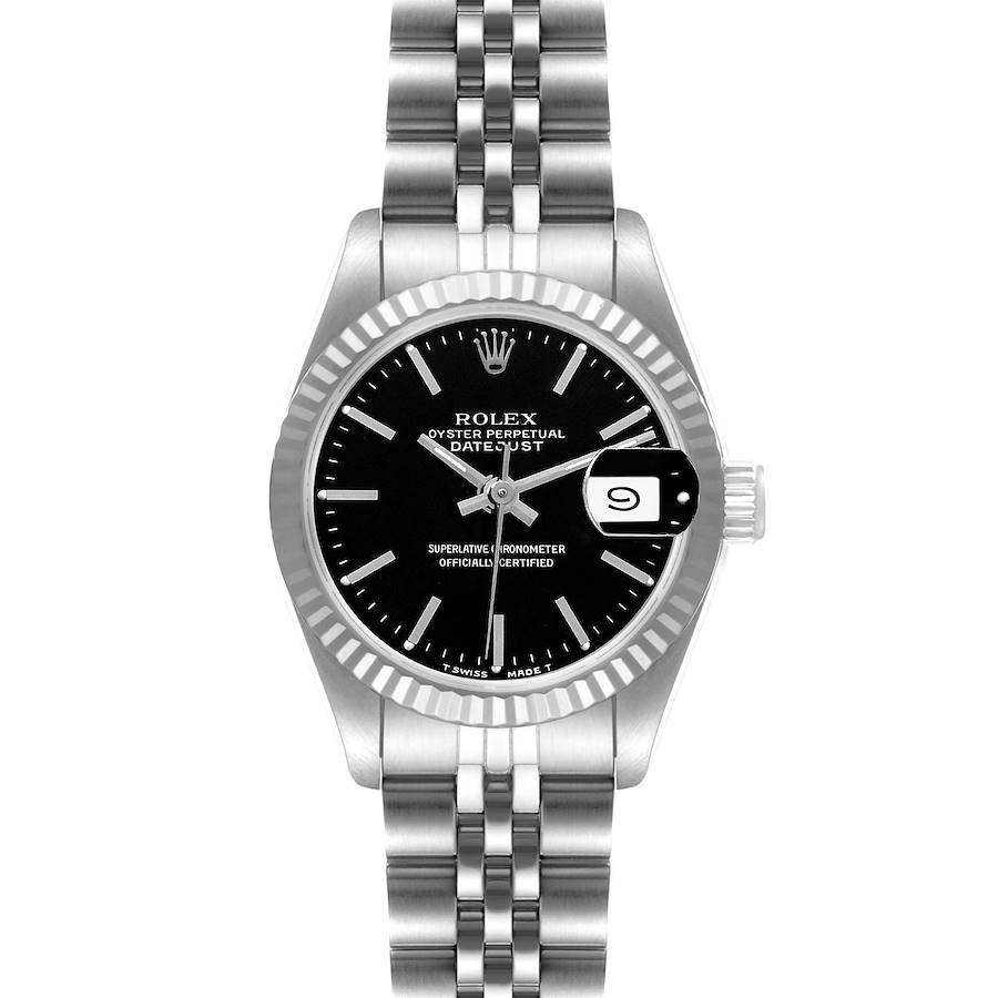 Rolex Datejust 26mm Steel White Gold Black Dial Ladies Watch 69174 SwissWatchExpo