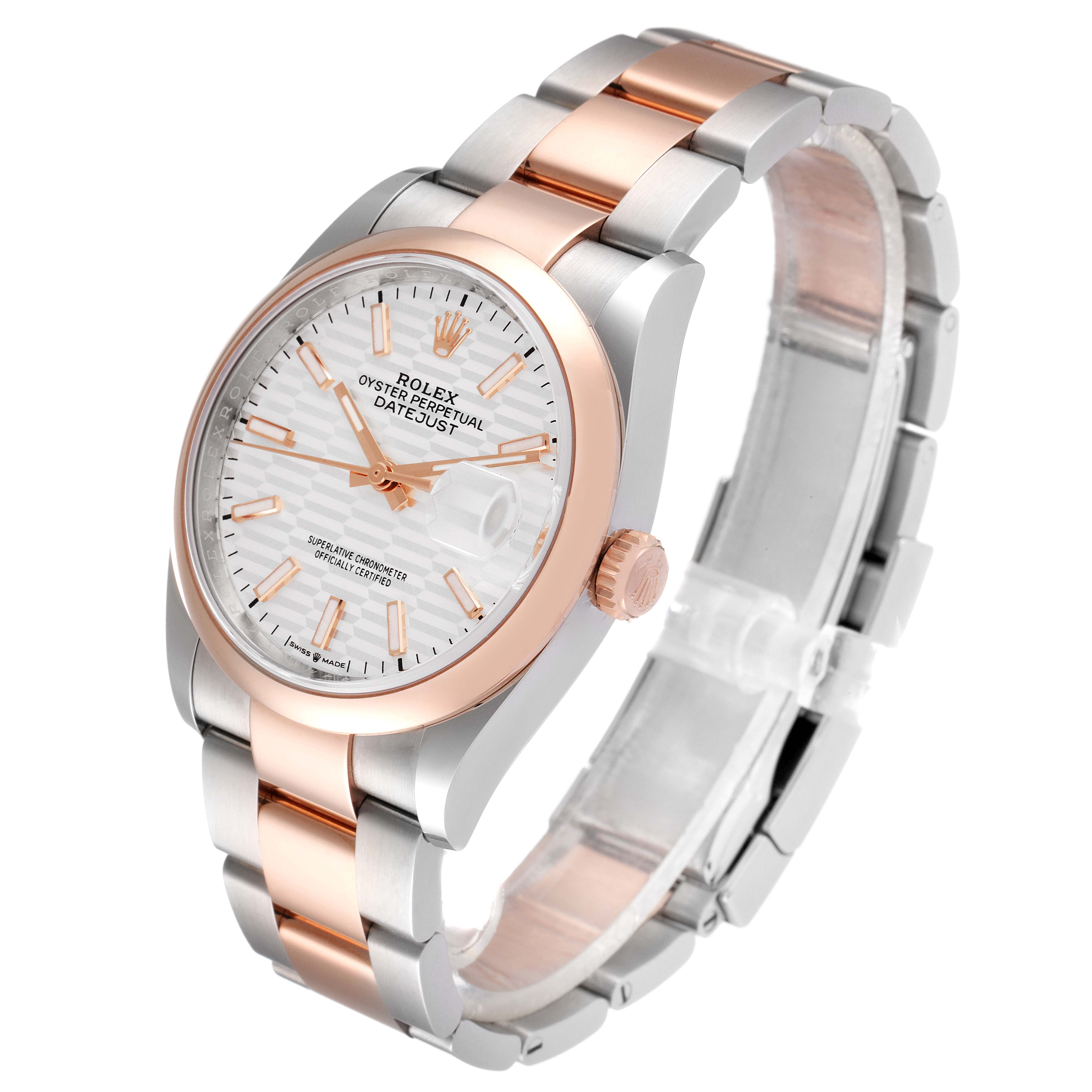 This image shows a Rolex Datejust 126201 Men
s Steel and Gold (two tone) Silver Dial 126201 Men
s Steel and Gold (two tone) Silver Dial model watch at a three-quarter angle, highlighting the face, bezel, crown, and bracelet.