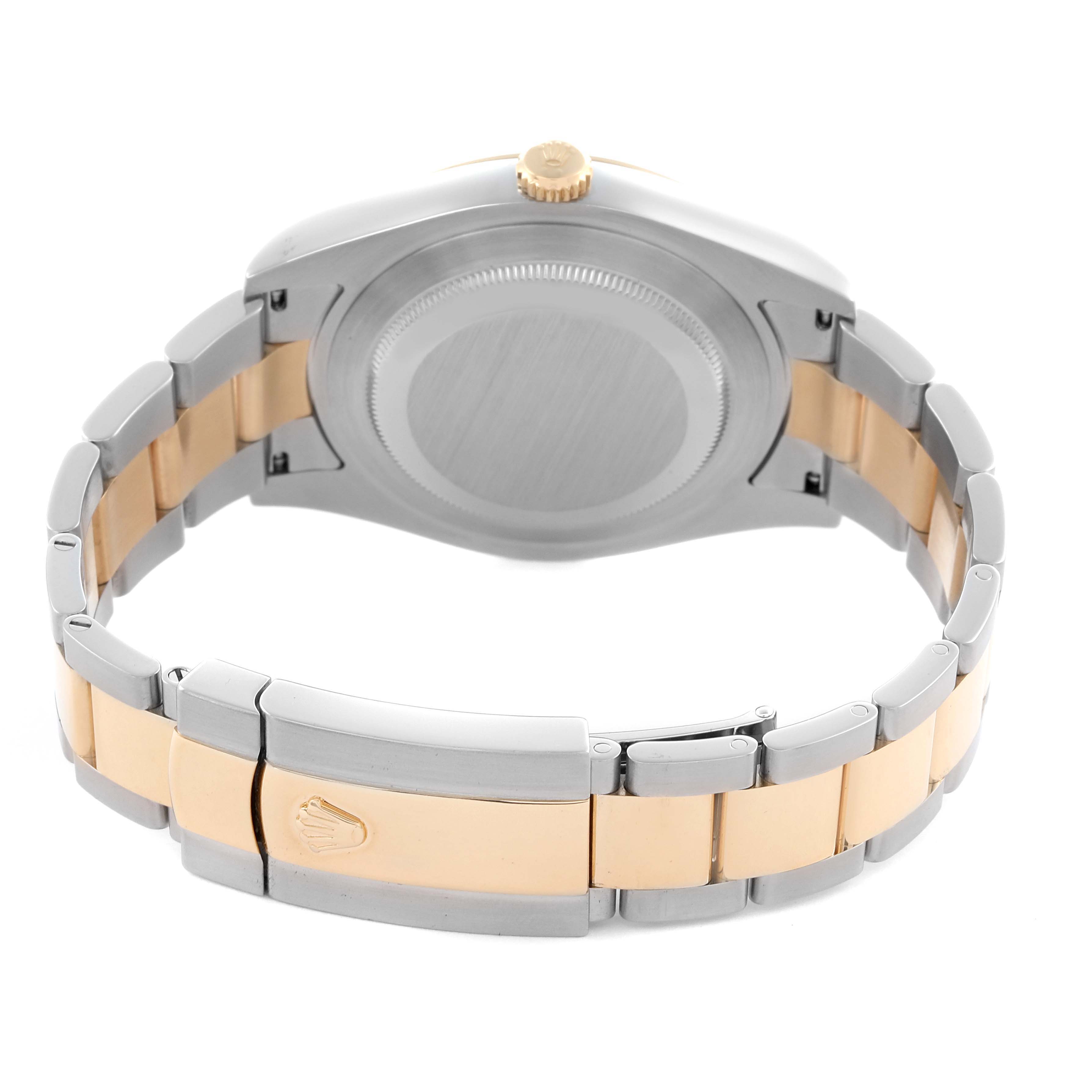 The Rolex Datejust 41 116333 Men
s Steel and Gold (two tone) Champagne Dial 116333 Men
s Steel and Gold (two tone) Champagne Dial is shown from the rear, highlighting the case back, bracelet, and clasp.