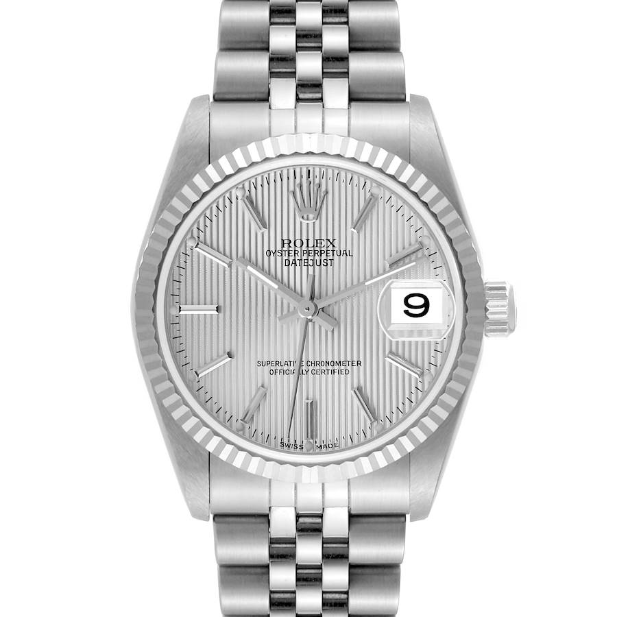 Rolex Datejust Midsize Steel White Gold Silver Tapestry Dial Ladies Watch 78274 SwissWatchExpo