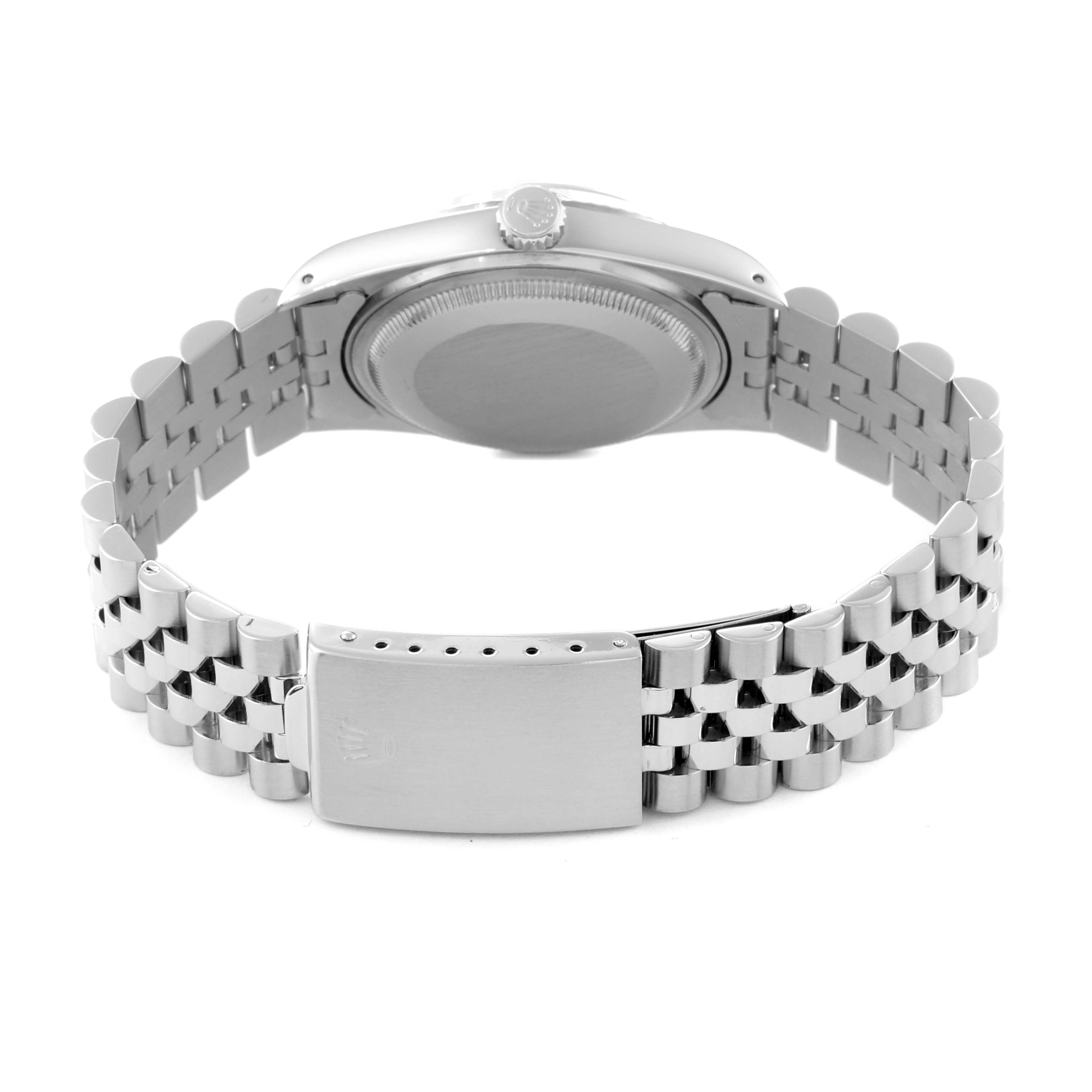 This image shows the back and clasp of a Rolex Vintage Collection 16014 Men's Stainless Steel Silver Dial 16014 Men's Stainless Steel Silver Dial watch from a rear angle.