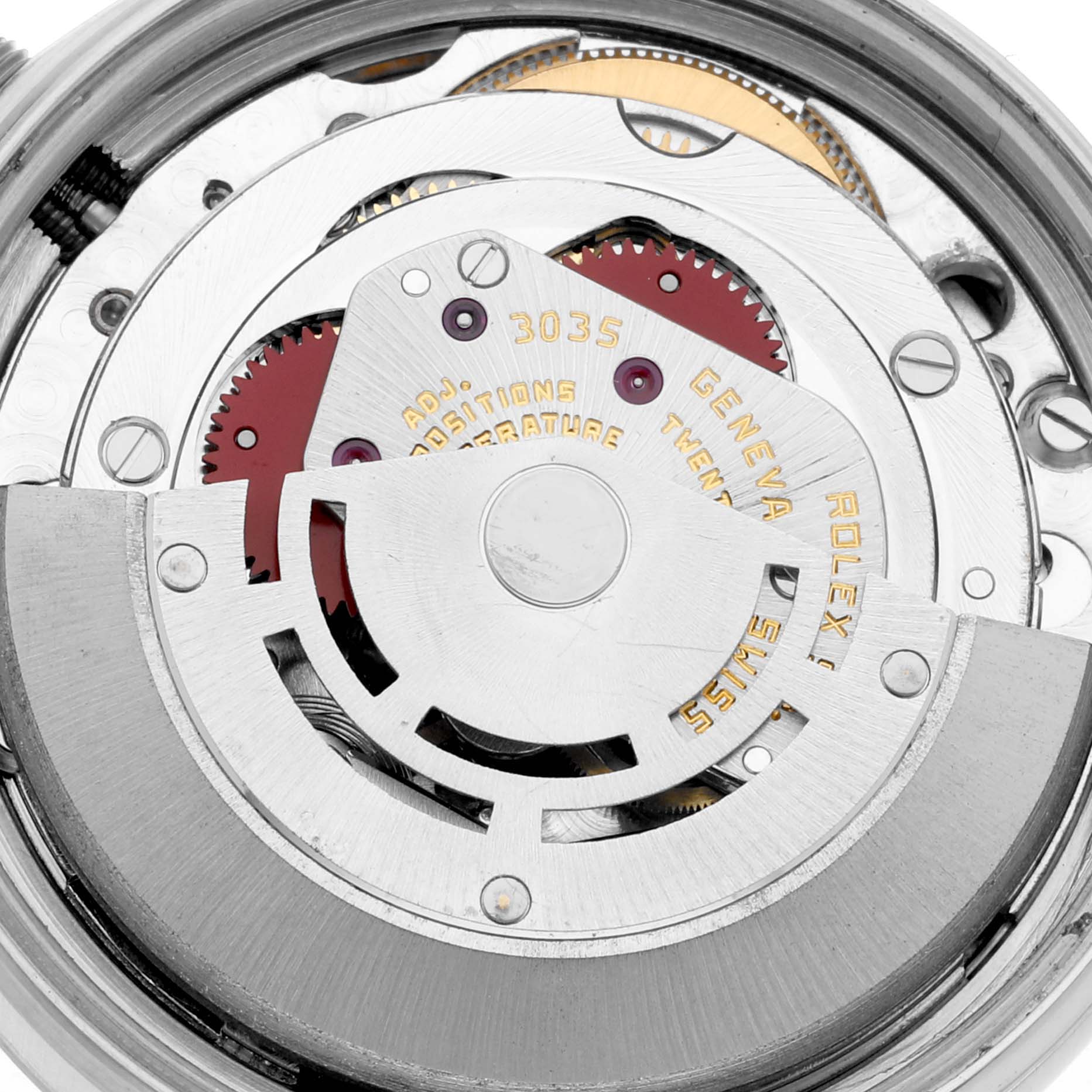 This image shows the inner mechanical parts and movement components of a Vintage Collection Rolex watch.