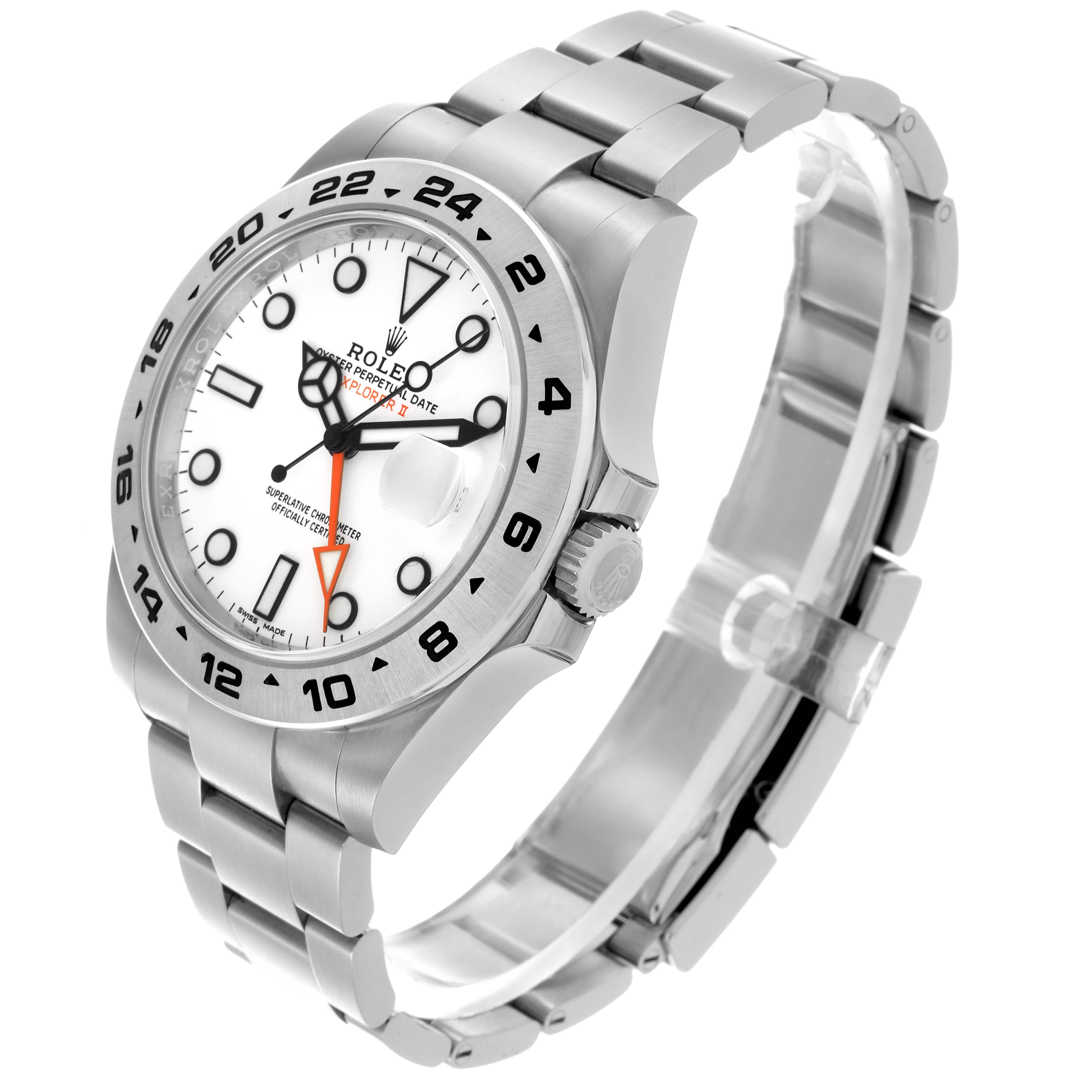 The Rolex Explorer 216570 Men's Stainless Steel White Dial 216570 Men's Stainless Steel White Dial watch is shown at a three-quarter angle, displaying the face, bezel, and bracelet.