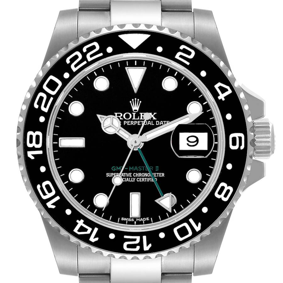 Rolex GMT Master II Black Dial Ceramic Bezel Steel Mens Watch 116710 SwissWatchExpo