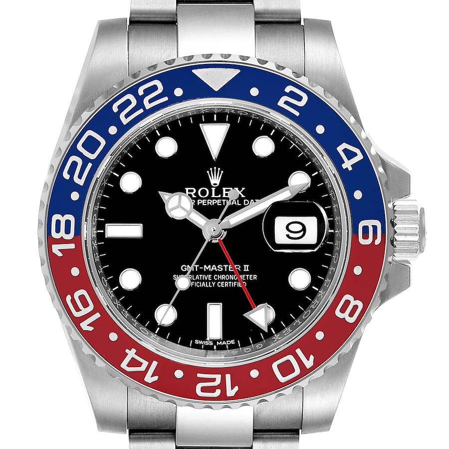 Rolex GMT Master II White Gold Pepsi Bezel Mens Watch 116719 SwissWatchExpo
