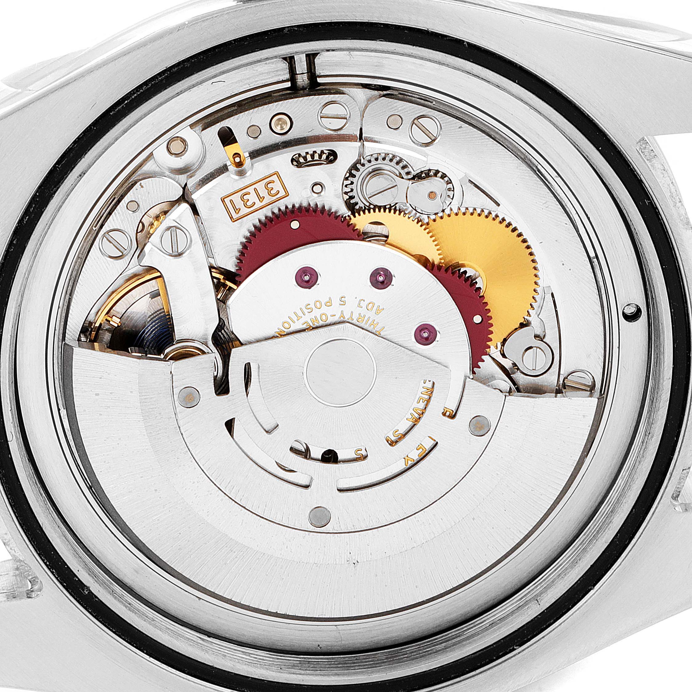 The image shows the internal mechanical movement parts of a Rolex Milgauss 116400V Men's Stainless Steel White Dial 116400V Men's Stainless Steel White Dial watch viewed from the back.
