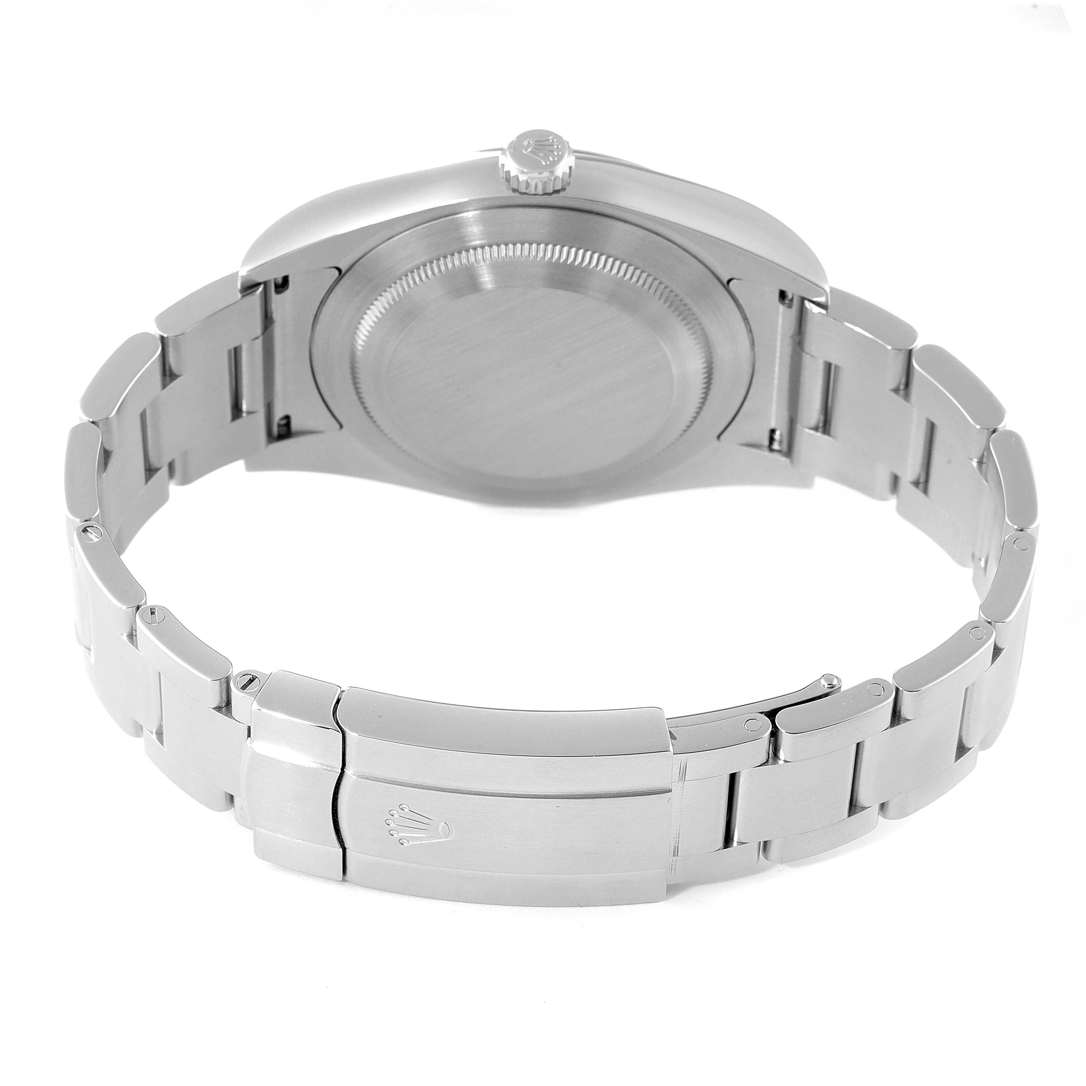 The image shows the back and bracelet of the Rolex Oyster Perpetual 114300 Men's Stainless Steel Grey Dial 114300 Men's Stainless Steel Grey Dial watch, viewed from the rear.