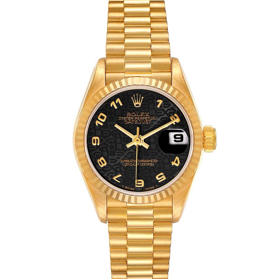 Rolex President Datejust Yellow Gold Black Dial Ladies Watch 69178 SwissWatchExpo
