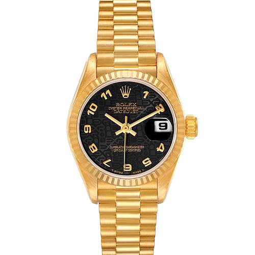 Photo of Rolex President Datejust Yellow Gold Black Dial Ladies Watch 69178