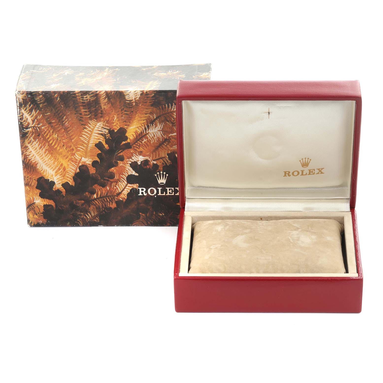 The image shows a Rolex President 69178 Women's Yellow Gold Champagne Dial 69178 Women's Yellow Gold Champagne Dial model watch box and outer packaging, viewed from the front with the lid open.