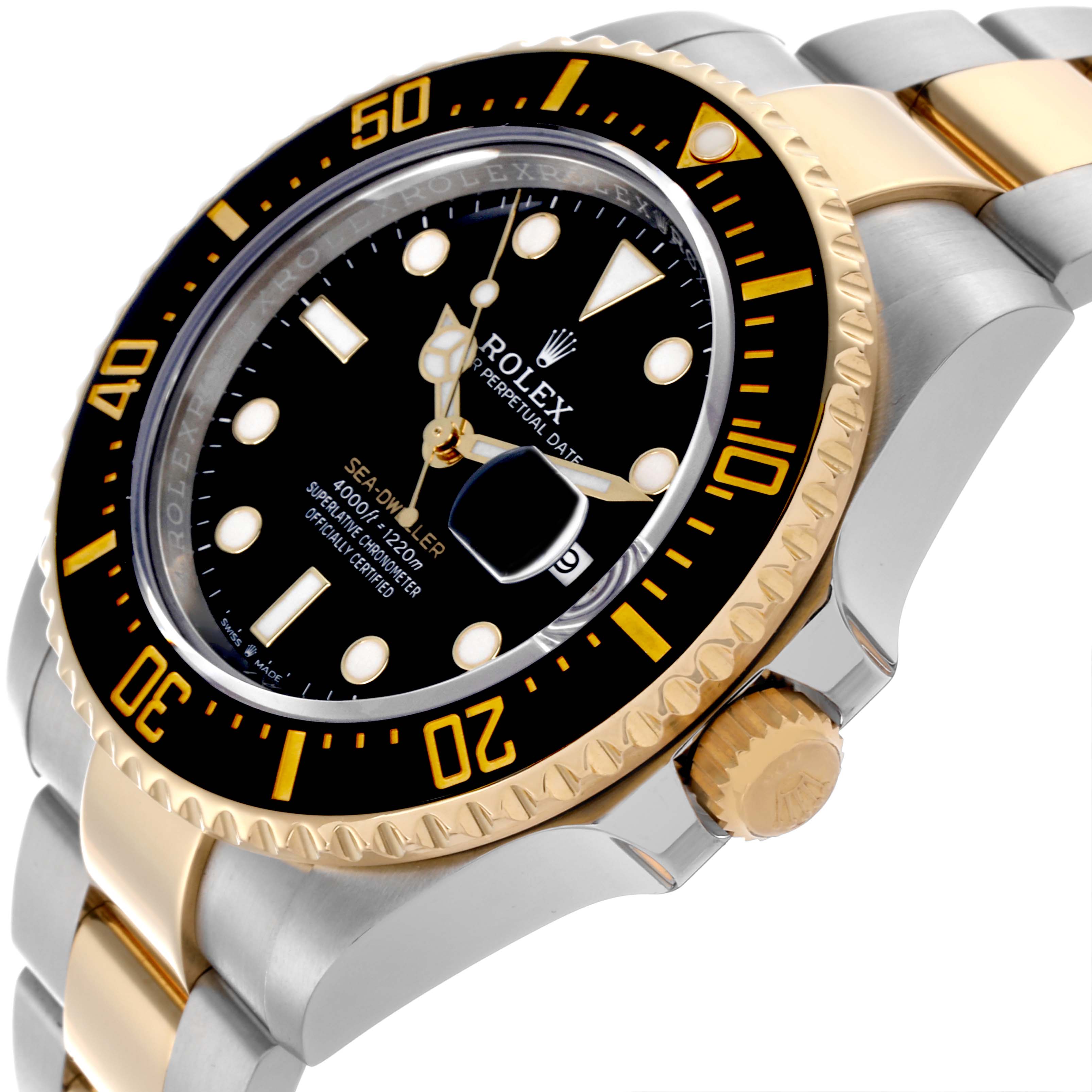The Rolex Sea-Dweller 126603 Men's Steel and Gold (two tone) Black Dial 126603 Men's Steel and Gold (two tone) Black Dial watch is shown at a slight angle, highlighting the bezel, crown, and part of the bracelet.