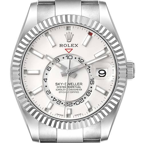 Photo of Rolex Sky-Dweller Silver Dial Steel White Gold Mens Watch 326934 Box Card
