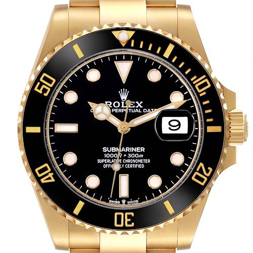 Photo of Rolex Submariner Yellow Gold Black Dial Bezel Mens Watch 126618 Box Card