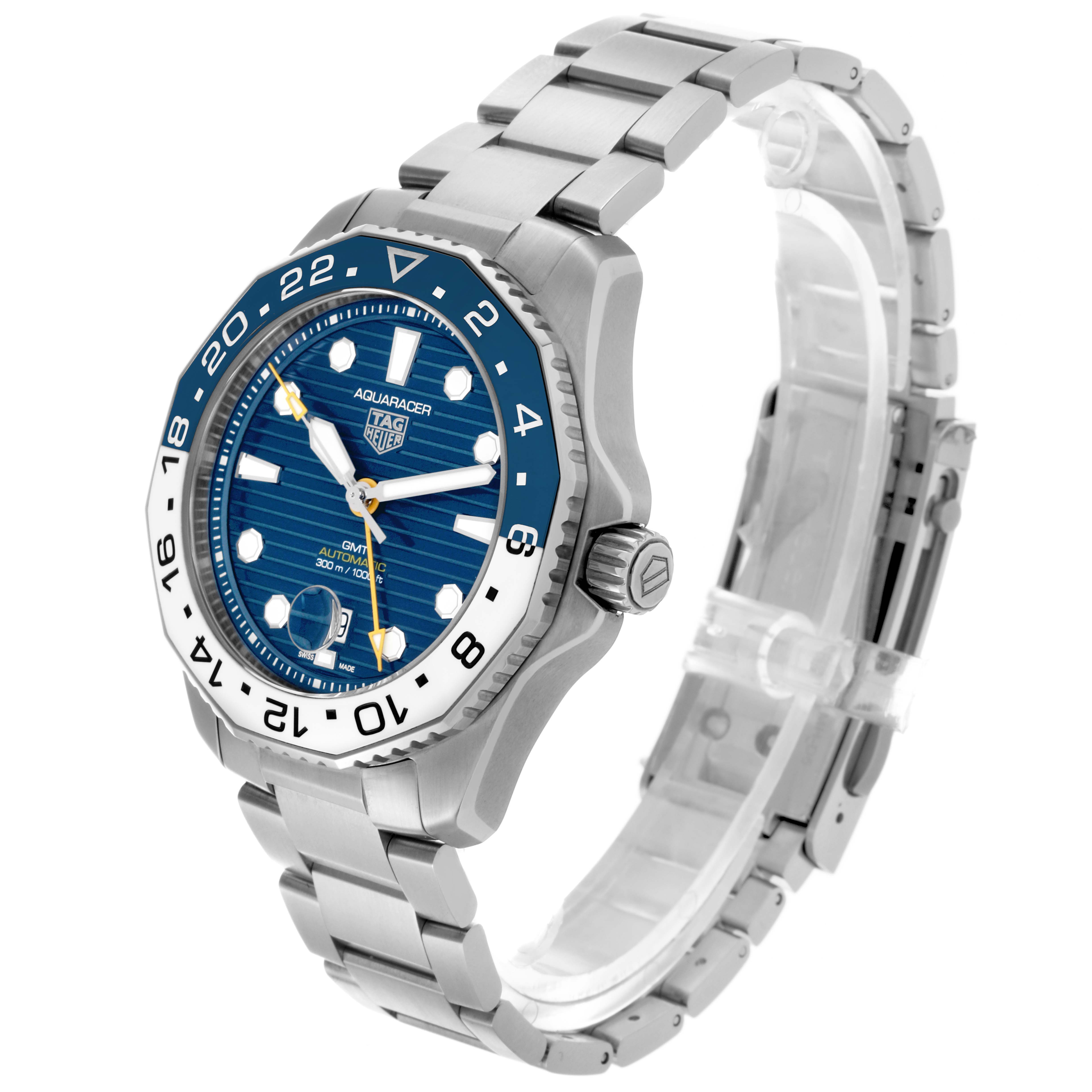 The Tag Heuer Aquaracer WBP2010.BA0632 Men's Stainless Steel Blue Dial WBP2010.BA0632 Men's Stainless Steel Blue Dial watch is shown at a three-quarter angle, displaying the face, bezel, crown, and stainless steel bracelet.