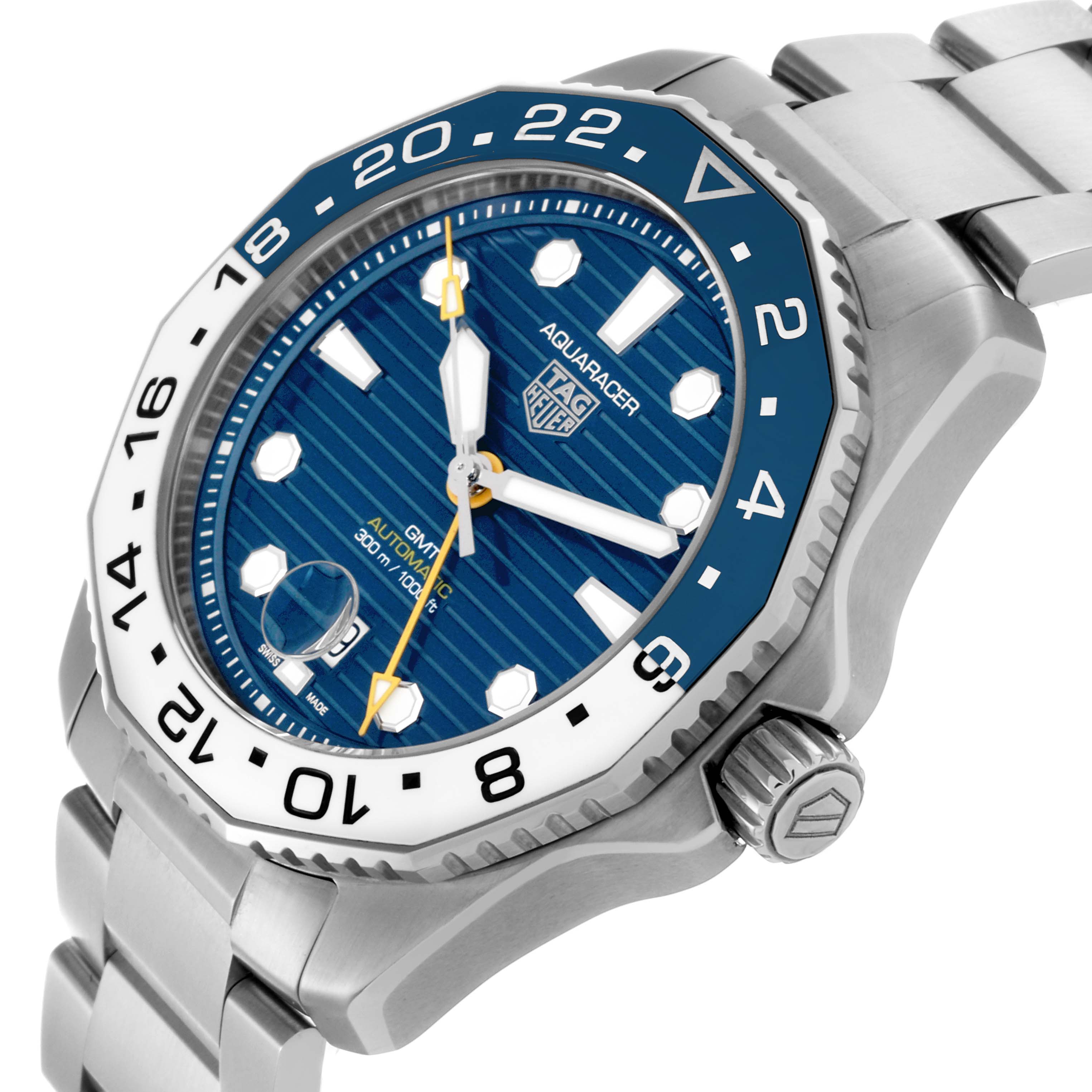 The image shows a Tag Heuer Aquaracer WBP2010.BA0632 Men's Stainless Steel Blue Dial WBP2010.BA0632 Men's Stainless Steel Blue Dial watch at an angled view, highlighting the bezel, dial, bracelet, and crown.