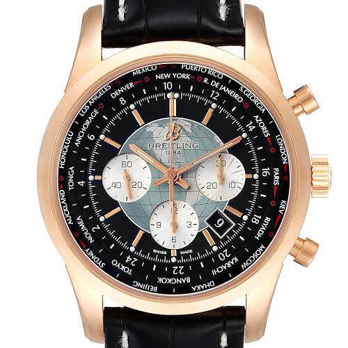 Photo of Breitling Transocean Chronograph Unitime Rose Gold Watch RB0510 Box Papers