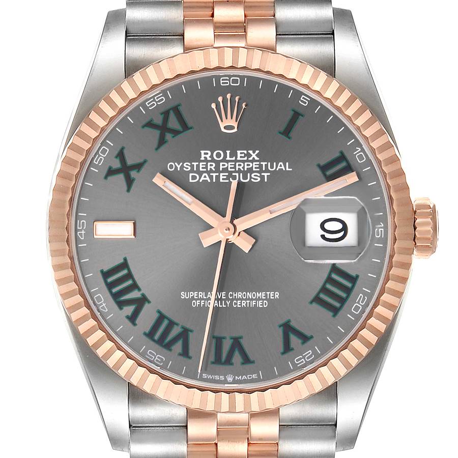 Rolex Datejust 36 Wimbledon Dial Steel Rose Gold Mens Watch 126231 Unworn SwissWatchExpo