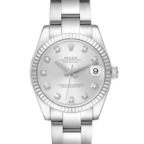 Photo of Rolex Datejust Midsize 31 Steel White Gold Diamond Dial Ladies Watch 178274