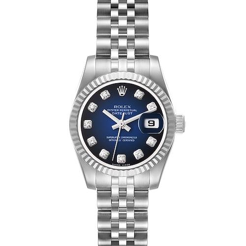 Photo of Rolex Datejust Steel White Gold Blue Vignette Diamond Dial Ladies Watch 179174