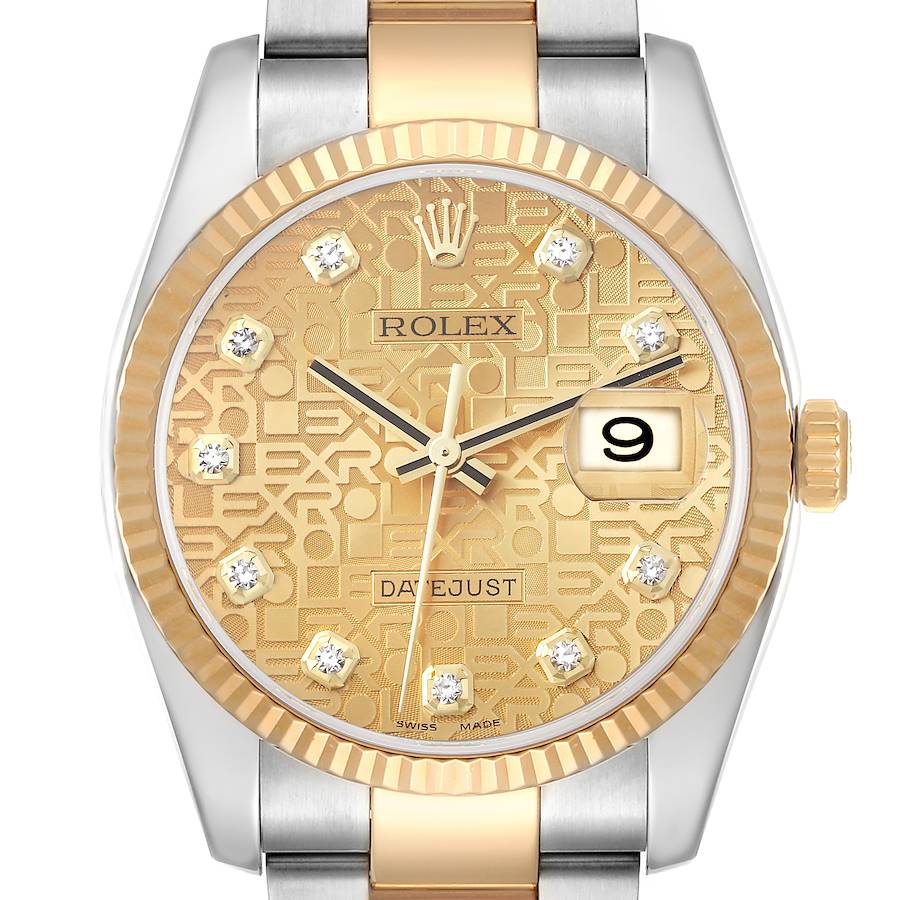 Rolex Datejust Steel Yellow Gold Anniversary Diamond Dial Mens Watch 116233 SwissWatchExpo