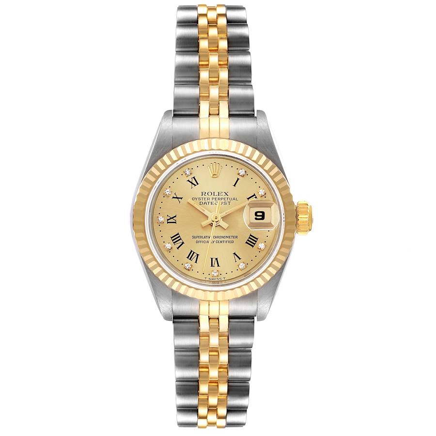 Rolex Datejust Steel Yellow Gold Champagne Diamond Dial Ladies